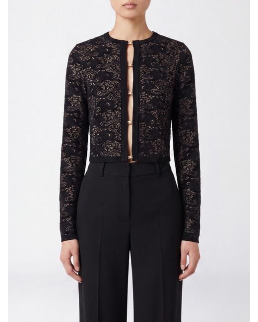 Elisabetta Franchi Blue Jacquard Viscose Blend Crewneck Jumper