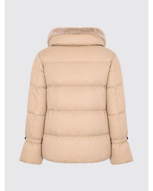 Herno Natural Quilted Ultra-Light Nylon Down Jacket With Fur Collar
