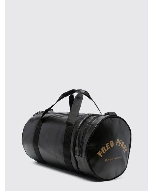 Fred Perry Black Recycled Polyester Duffle Bag for men