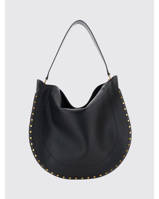 Isabel Marant Black Oskan Studded Calfskin Hobo Bag With Removable Pouch
