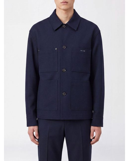 Wooyoungmi Blue Single-Breasted Short Coat for men