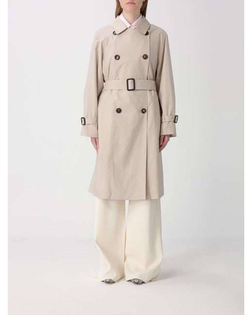 Max Mara Natural Double-Breasted Cotton Trench Coat