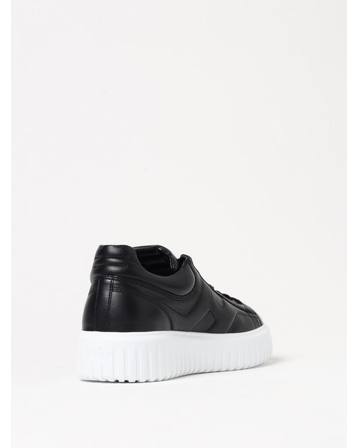 Hogan Black H-Stripe Leather Sneakers for men