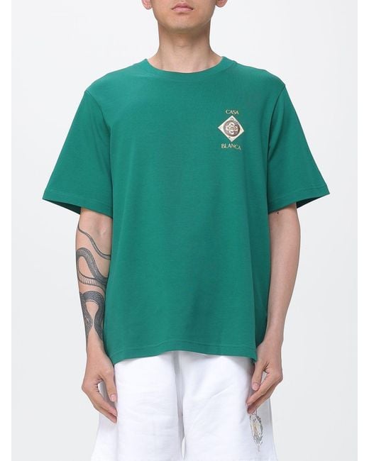 Casablanca Green Printed Logo Organic Cotton T-Shirt for men