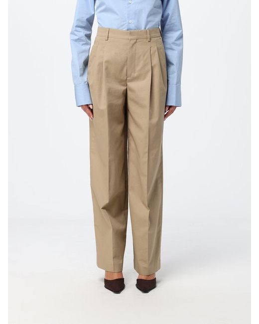 AMI Natural High-Waisted Wide-Leg Cotton Palazzo Trousers