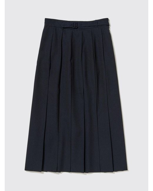 Auralee Blue Pleated Midi Skirt