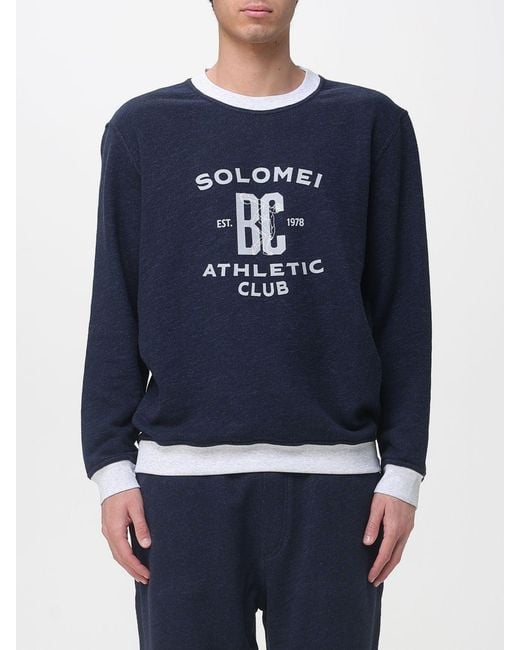 Brunello Cucinelli Blue Cotton Crew Neck Sweatshirt With Logo for men