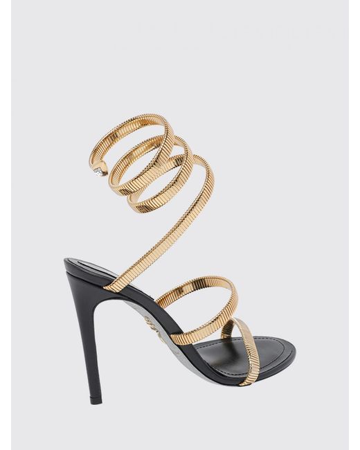Rene Caovilla Metallic Juniper Stiletto Sandals With Iconic Snake Strap