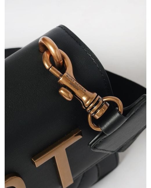 Kurt Geiger Gray Shoreditch Leather Crossbody Bag With Applied Logo