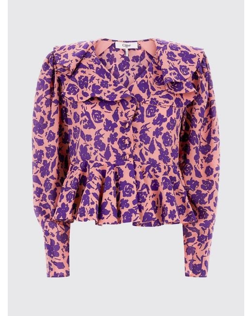 Chloé Red Chlo&Eacute Silk Blouse With Floral Print