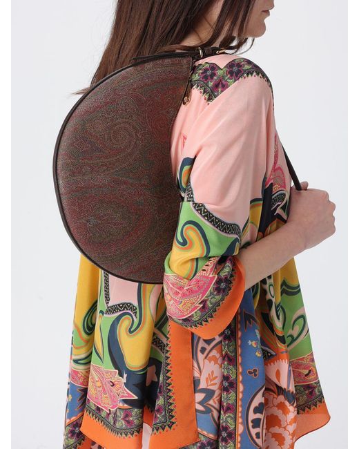 Etro Brown Essential Paisley Print Coated Cotton Bag