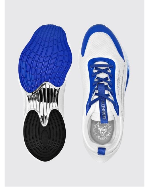 Philipp Plein Blue Ps/Sprint-78 Two-Tone Mesh Trainers With Printed Logo for men