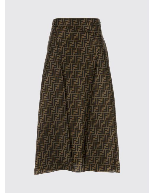 Fendi Brown Ff Silk Skirt
