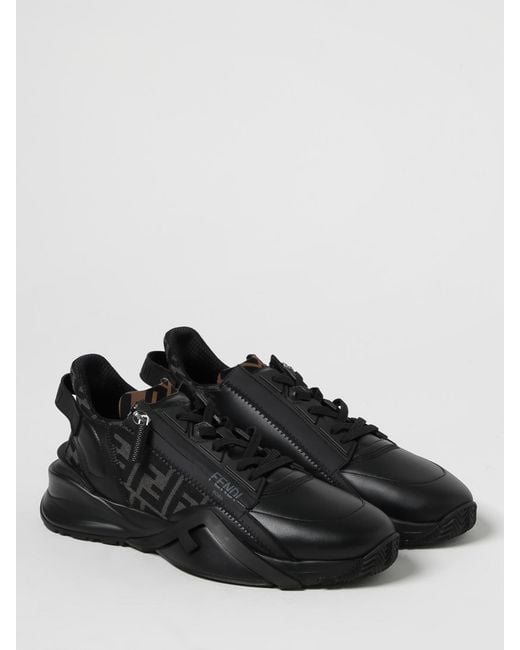 Sneakers Flow En Cuir Et Toile Avec Monogramme Ff Jacquard Fendi pour homme en coloris Black