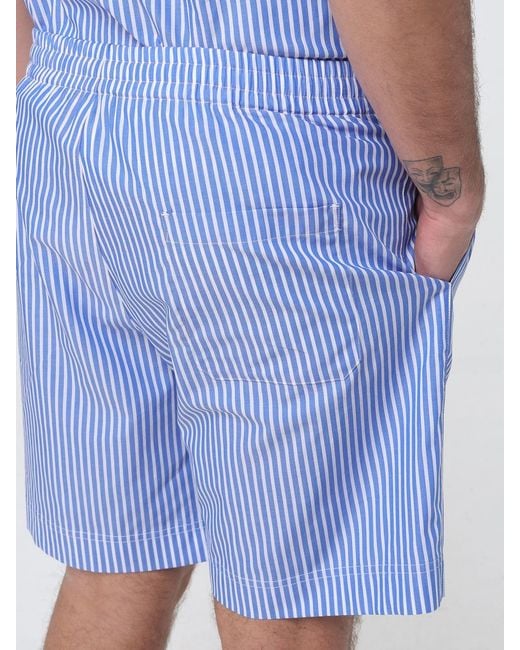 MSGM Blue Striped Cotton Jogging Shorts for men