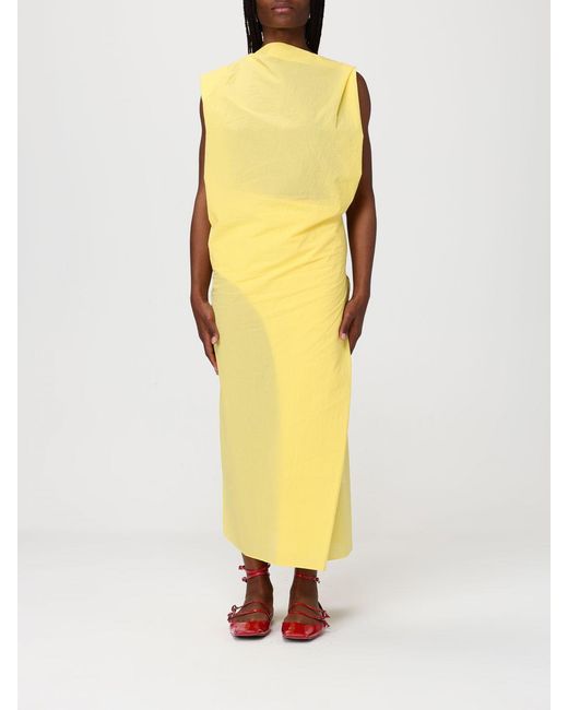Jacquemus Yellow The Drap Asymmetric Midi Dress