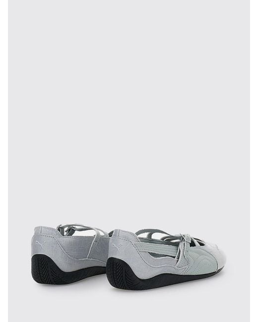 PUMA White Speedcat Mary Jane Leather Flats With Croc-Embossed Print