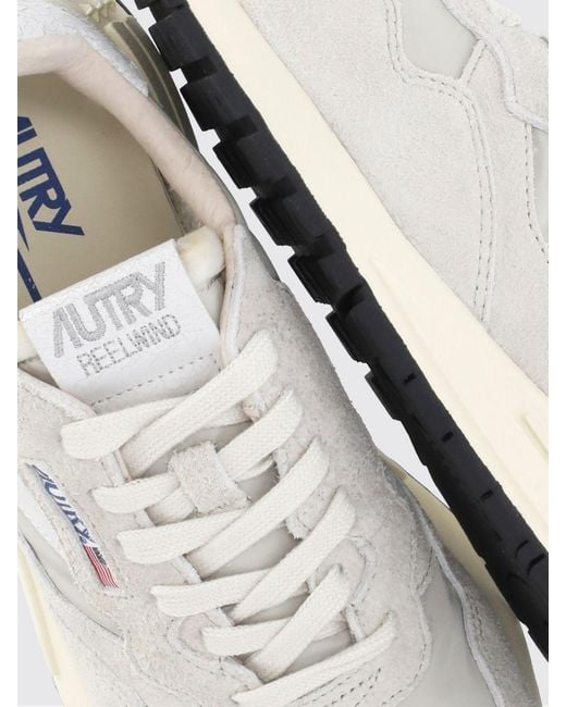 Autry White Reelwind Suede And Nylon Sneakers