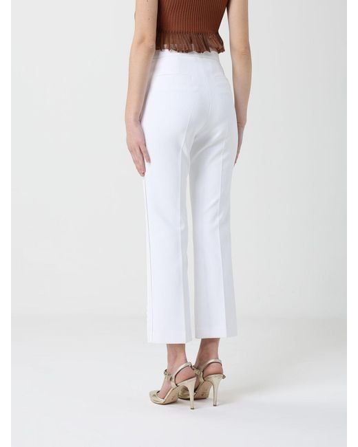 Elisabetta Franchi White Crêpe Cropped Trousers