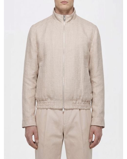 Brunello Cucinelli Natural Silk And Linen Blend Bomber Jacket for men