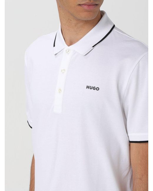 Polo in cotone con logo di HUGO in White da Uomo