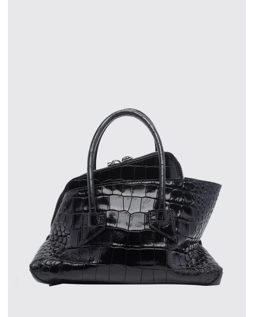 The Attico Black La Passeggiata Croc-Effect Calfskin Mini Handbag