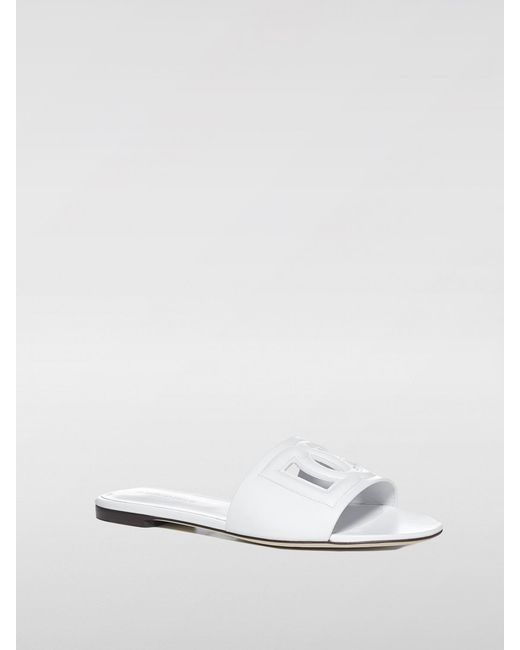 Dolce & Gabbana White Flat Sandals