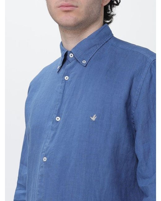 Brooksfield Blue Casual Linen Shirt for men