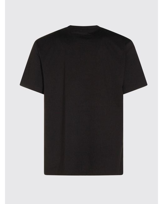 Y-3 Black Cotton Crewneck T-Shirt With Contrast Logo Print On The Back for men