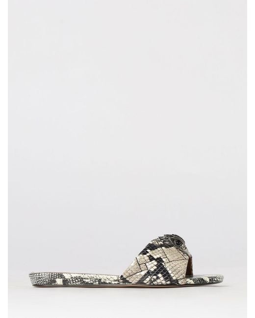 Kurt Geiger White Kensington Python-Print Leder Mules