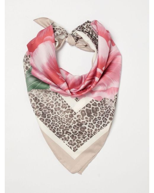 Liu Jo Pink Floral Animal Print Scarf