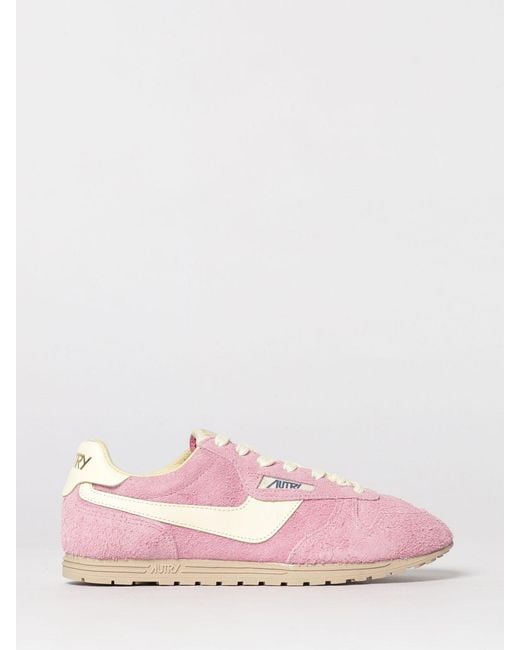 Autry Pink Windspin Suede Sneakers