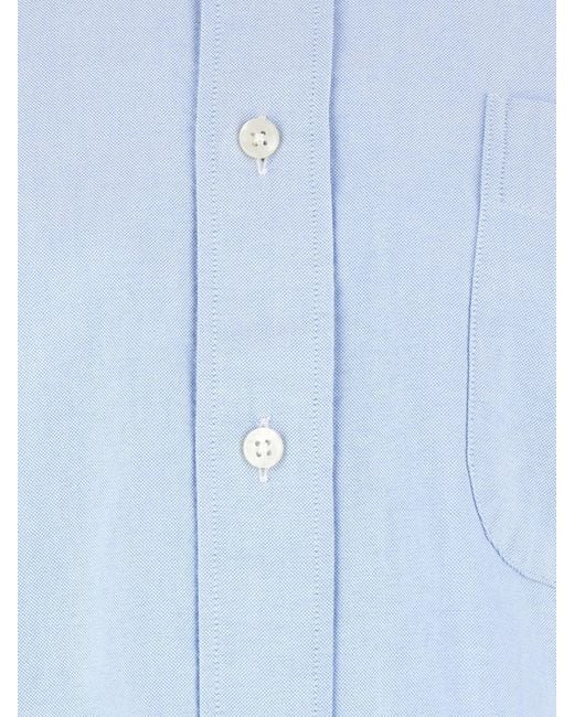 Sebago Blue Long-Sleeve Cotton Shirt With Button-Down Collar And Patch Pocket for men