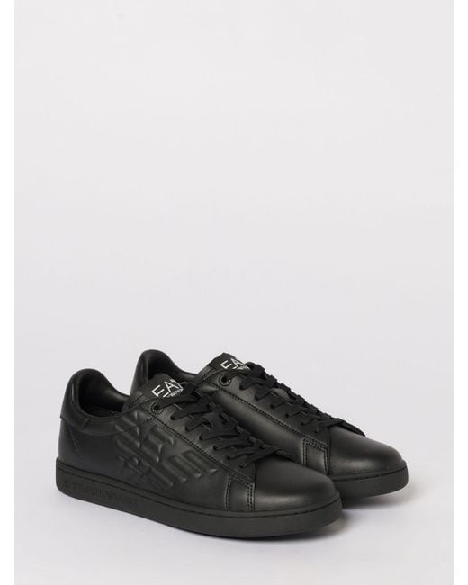 EA7 Black Leather Sneakers for men