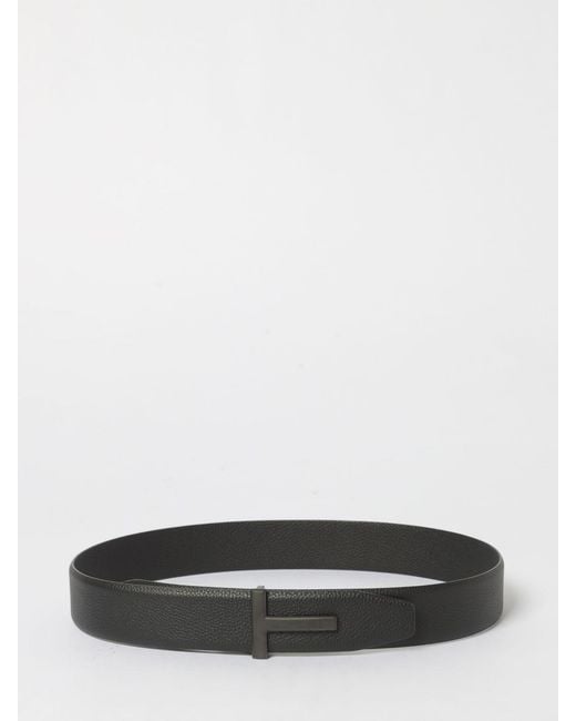 Tom Ford White T Grain Calf Leather Belt for men