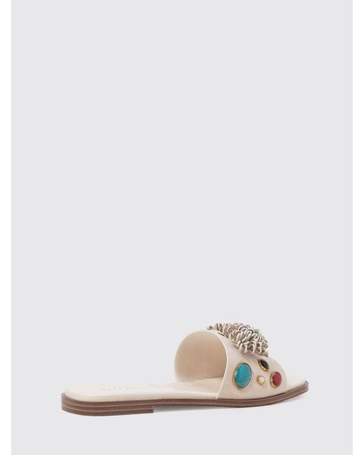 Twinset White Suede Mules With Stones