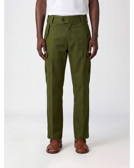 McQueen Green Cotton Cargo Trousers for men