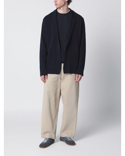 Roberto Collina Blue Single-Breasted Cotton Blazer for men