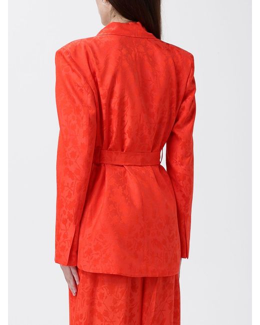 Pinko Red Castelnovo Fluid Jacquard Viscose And Modal Blazer