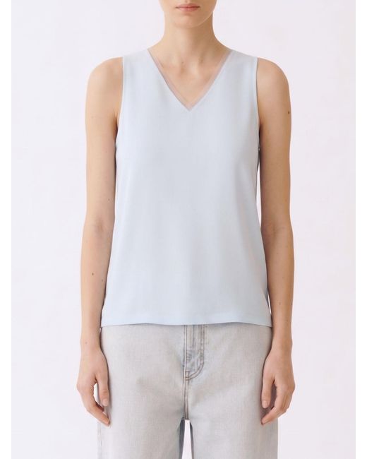 Fabiana Filippi Blue Silk Blend Basic Top