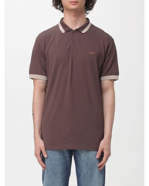 Sun 68 Purple Cotton Logo Polo Shirt for men