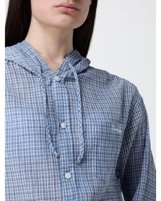 DUNST Blue Checked Cotton Hooded Shirt