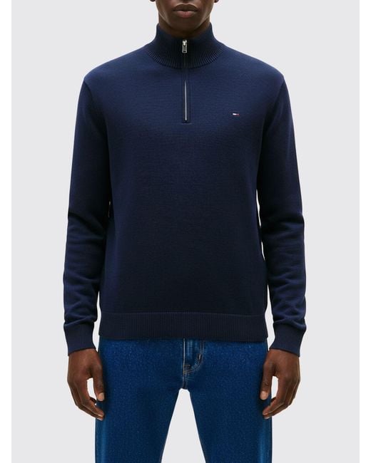 Tommy Hilfiger Blue Cotton Turtleneck Sweater for men