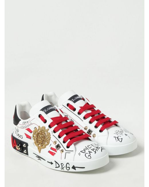 Dolce & Gabbana White Leather Sneakers With Logo for men