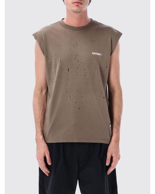 Satisfy Brown Polyester Logo Tank Top for men