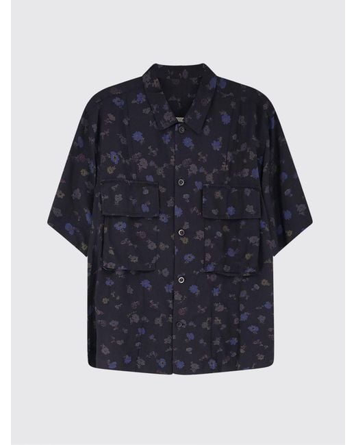 Sacai Black Floral Print Cotton Blend Shirt for men