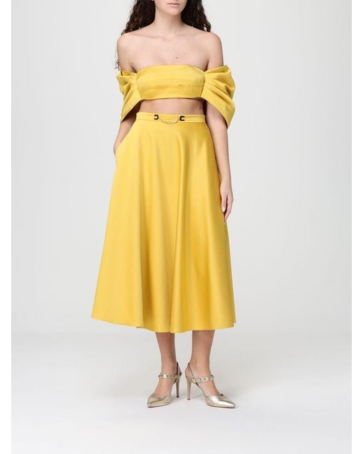 Elisabetta Franchi Yellow Satin Skirt