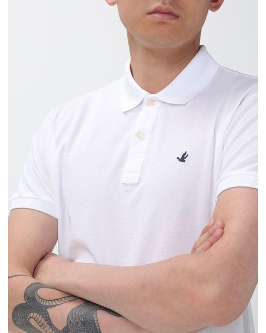 Brooksfield White Basic Cotton Polo Shirt With Logo for men