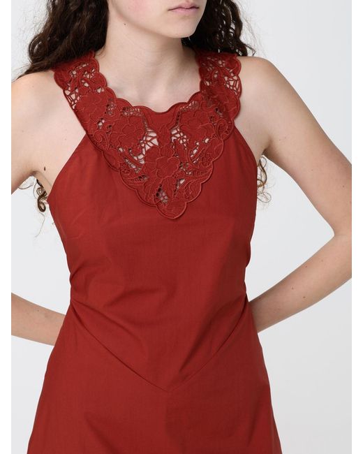 Twinset Red Cotton Midi Dress