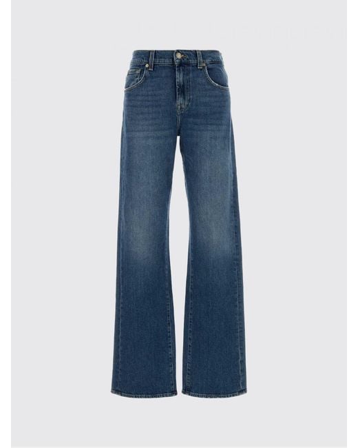 7 For All Mankind Blue Wide Leg Stretch Denim Jeans